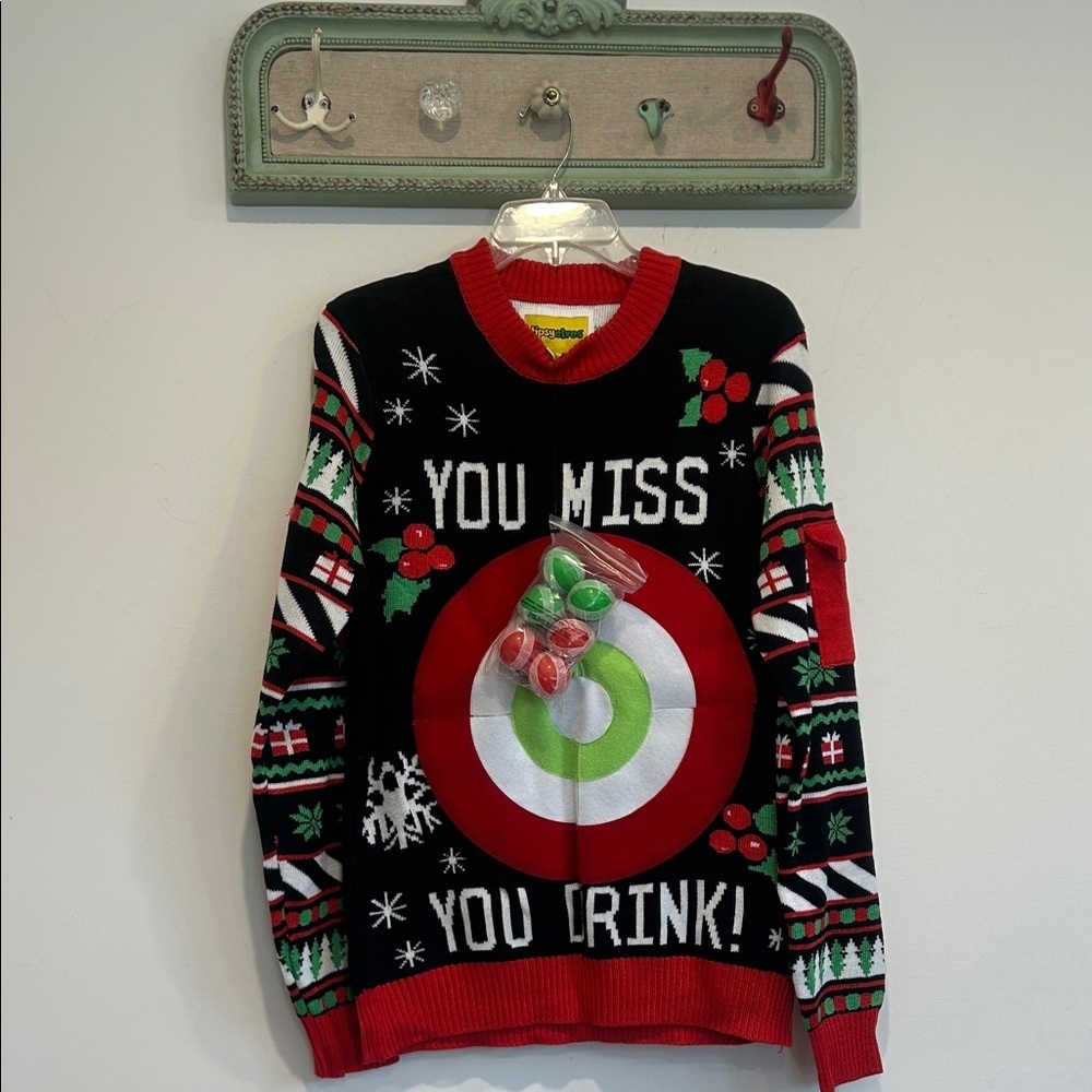 Tipsy Elves Black, Red & Green Holiday Cardigan Sweater